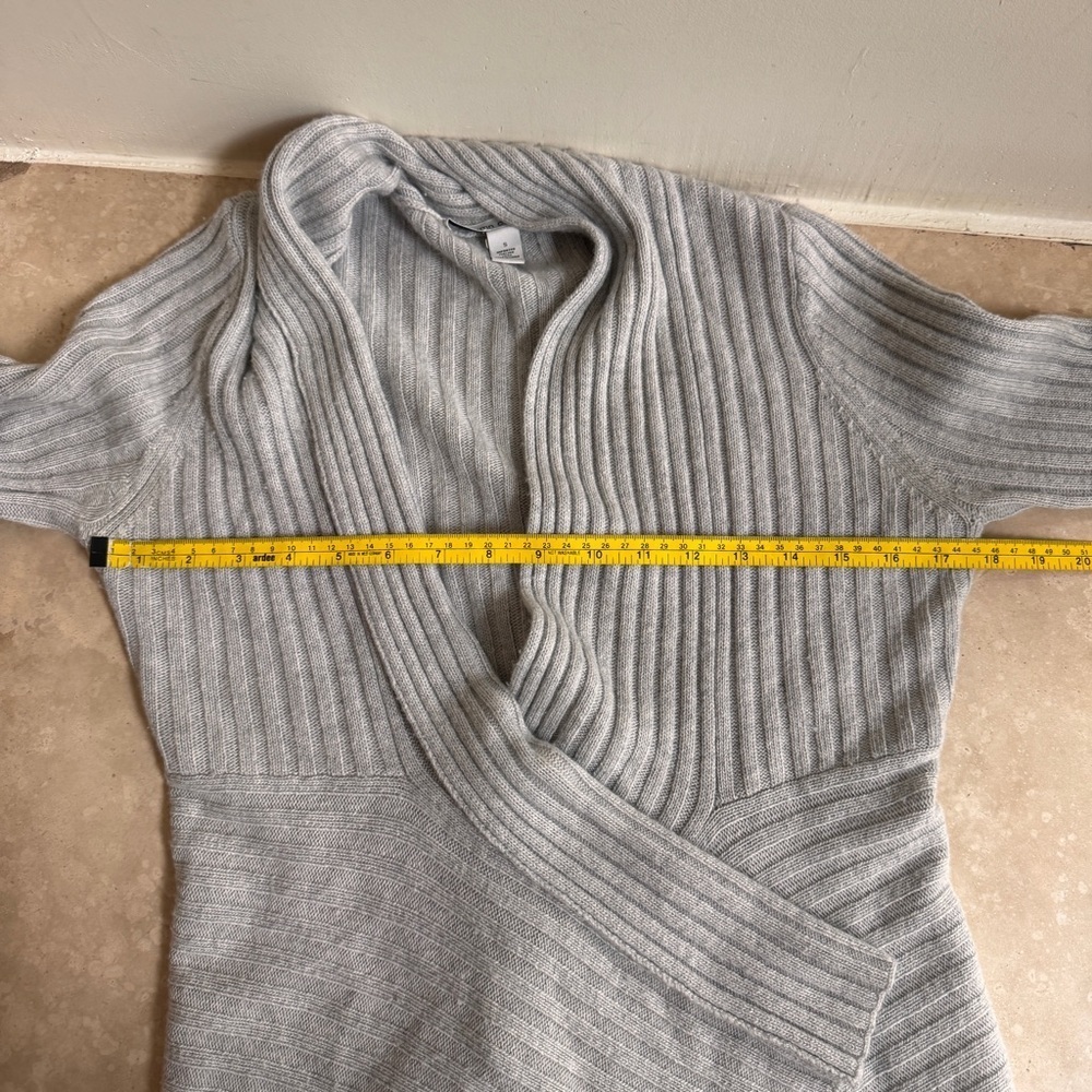 Autumn Cashmere Light Gray Open Front Ribbed Cashmere Cardigan Womens Size S - Picture 9 of 14